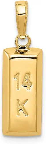 Colgante de barra para hombre, oro amarillo de 14 quilates, 3D, oro amarillo de 14 quilates, dije de barra para hombre, 0.866in x 0.276in, Metal