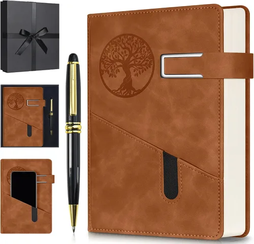 Miniatura 14 de Cuaderno Diario Rayado para Hombres y Mujeres, Cuaderno de 365 Páginas Numeradas con Rayado Universitario, Diario de Cuero de Tapa Dura con Negro