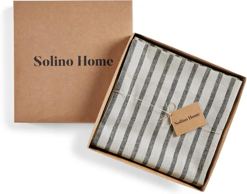 Miniatura 5 de Solino Home Cortina de lino europeo de 108 pulgadas de largo, color negro y natural, 52 x 108 pulgadas, con bolsillo para barra, con filtro de luz