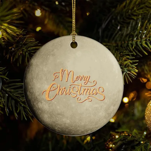 Adorno de Navidad de cerámica impreso de dos caras del universo y los planetas, novedad para familiares, amigos, niños, colgantes cósmicos de