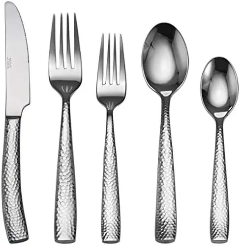 Miniatura 4 de Towle Living Satin Wave - Juego de cubiertos de acero inoxidable forjado de 20 piezas, servicio para 4