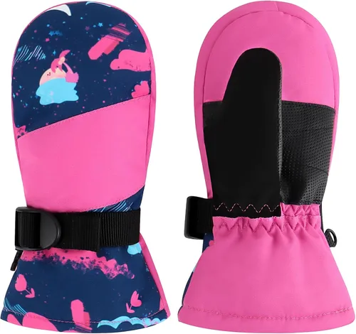 Duoyeree Guantes impermeables para niños y niñas, con forro polar, para invierno, nieve, esquí, aislamiento grueso para clima frío