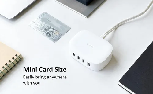 Miniatura 3 de Estación de carga USB de 4 puertos – BULL Bloque de cargador USB múltiple, cable de carga de pared blanco de 6 pies para múltiples dispositivos