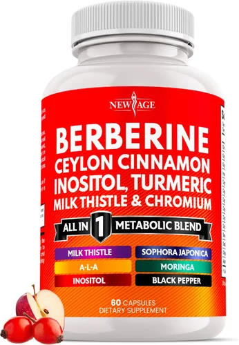Suplemento de berberina y canela de Ceilán - Melón amargo, glucomanano, Gymnema Sylvestre, cromo, moringa, cardo mariano, cúrcuma, pastillas de
