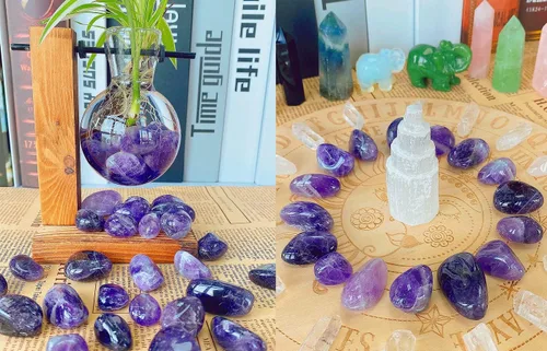 Miniatura 5 de QINJIEJIE Cristales de amatista (más de 1000 quilates), piedras pulidas a granel, cristal grande, decoración curativa de Reiki, 0.6-1 pulgada, 7.05