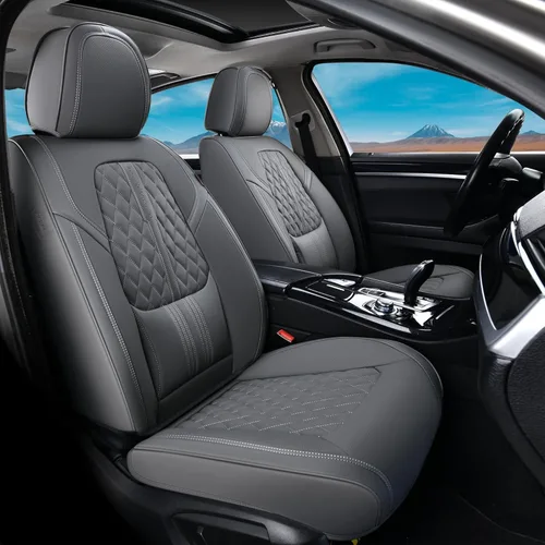 Miniatura 26 de Coverado - Juego completo de fundas de asiento delantero y trasero para automóvil, impermeable, piel de napa, protector, universal, para la mayoría