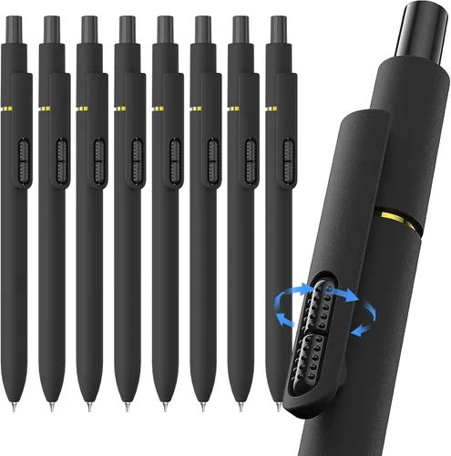 Miniatura 9 de Paquete de 8 bolígrafos de gel negro, punta media de 0.028 in, bolígrafos de tinta retráctiles de secado rápido para escritura suave, suministros