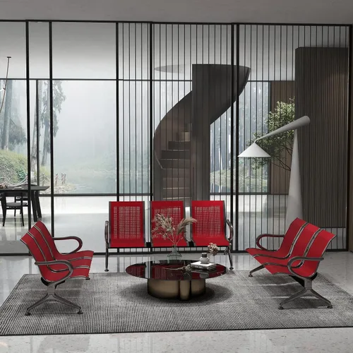 Miniatura 28 de Kinfant Silla de sala de espera de 2 asientos, sillas de recepción de invitados de oficina con respaldo ergonómico, banco de espera de aeropuerto