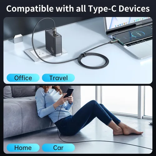 Miniatura 8 de mcdodo Cable de carga USB C a USB C, cable de datos transparente, PD de 100 W, cargador digital, apagado automático, protección de doble núcleo