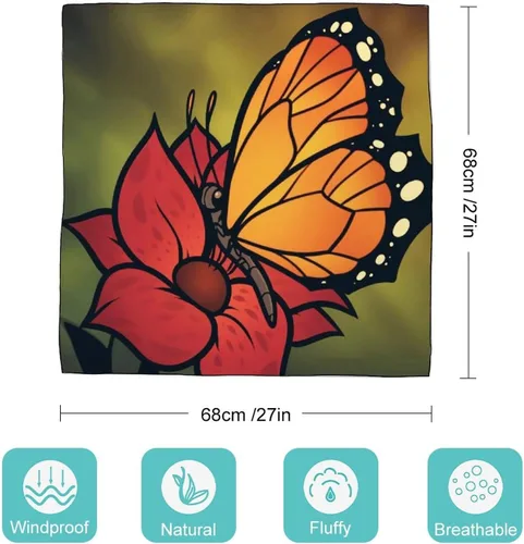 Miniatura 2 de Pañuelo de seda con estampado vintage suave de mariposa y flor Monarch
