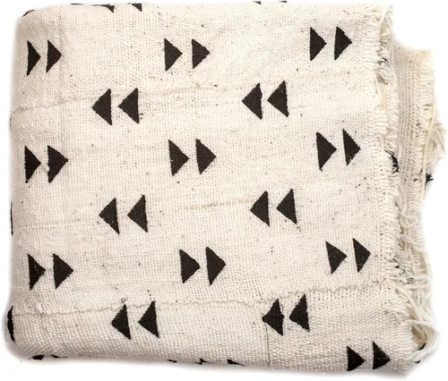 Miniatura 20 de The Bead Chest Paño de barro blanco Bogolan Mali, tejido africano hecho a mano de África occidental, 40 x 64 pulgadas, ideal para decoración