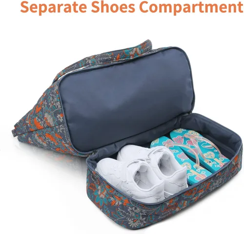 Miniatura 5 de Bolsa de fin de semana para mujer, bolsa de viaje con compartimento para zapatos, Gris Naranja