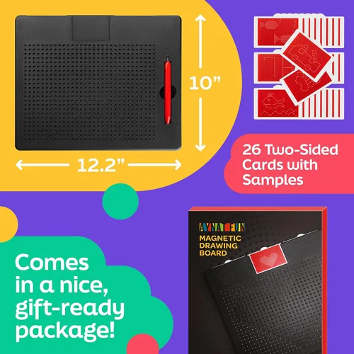Miniatura 6 de AYNAT FUN Tablero de dibujo magnético grande para niños y niños pequeños con cuentas y lápiz óptico magnético, juguete magnético para tabletas