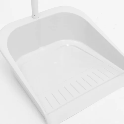 Miniatura 7 de Lurrose Juego de escoba y recogedor resistente para suelos con cerdas suaves y mango largo ergonómico para azulejos de cocina y superficies de Blanco