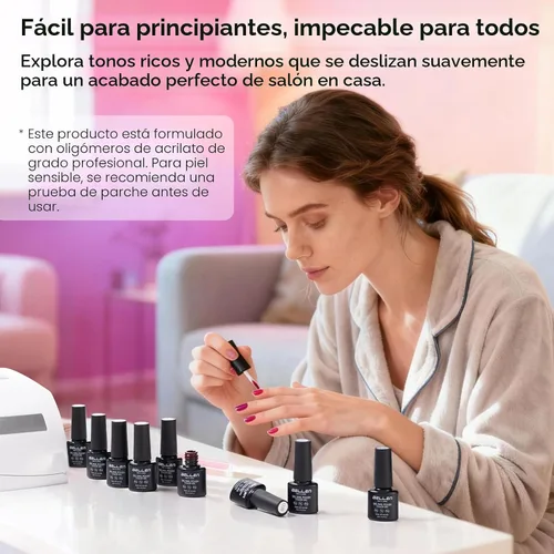 Miniatura 7 de GELLEN Juego de 24 esmaltes de uñas de gel, 20 colores de esmalte de gel UV, rojo, azul, verde, Hema TMPTA TPO 3 libre con capa base y capa superior