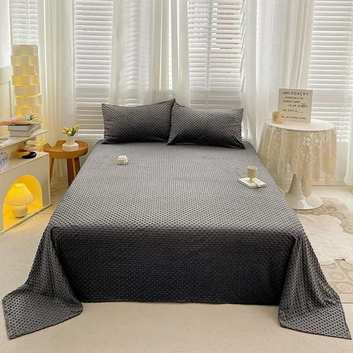Miniatura 5 de Sábana de cama de punto Minky sólido, sábana de forro polar de terciopelo cálido, sábana encimera, manta de cama ligera, individual, gris oscuro