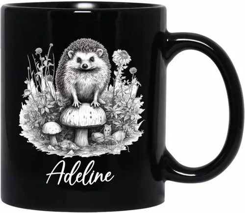Miniatura 17 de Taza de café negra con diseño de oso de lápiz personalizada, regalo para los amantes de los osos, mamá y papá, taza de café de oso con dibujos