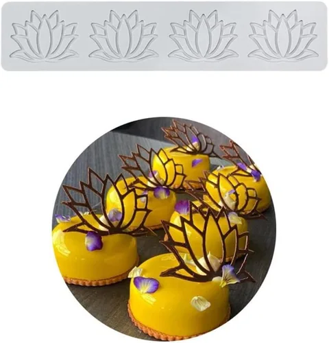 Miniatura 6 de Molde de encaje de silicona, moldes de encaje en relieve de flor de loto, impresión de encaje para tartas para decoración de cupcakes, tapete
