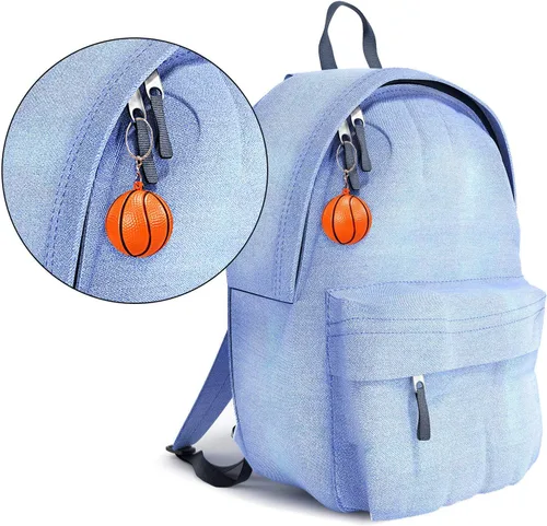 Miniatura 4 de Blulu Paquete de 20 llaveros de baloncesto a granel, regalos de fiesta de baloncesto naranja, regalos deportivos para bolsas de regalos