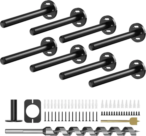 Miniatura 16 de 4 soportes de pared para estantes flotantes de alta resistencia, soportes invisibles negros para estantería, accesorios decorativos flotantes