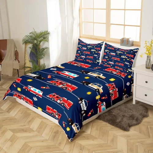 Miniatura 3 de Feelyou Race Car Duvet Cover Twin Size Boys Girls Speed Sports Car Bedding Set Breathable Soft Racing Comforter Cover 2Pcs Black White Checked