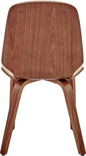 Miniatura 7 de Armen Living Brinley Mid Century - Silla auxiliar moderna de piel sintética color crema y madera de nogal para comedor, mesa de cocina, escritorio