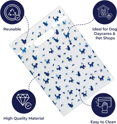 Miniatura 6 de 100 bolsas con estampado temático de mascotas, estampado de perro/gato/hilo, MSP1002, bolsas de plástico transparente para dispersos, bolsa