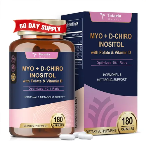Miniatura 10 de Totaria Cápsulas de Suplemento de Myo-Inositol y D-Chiro Inositol 3075mg, Plus Multivitamina Vitamina D3, Folato, Relación Ideal 40:1 - Equilibrio