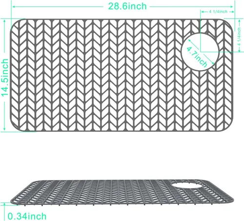 Miniatura 5 de GUUKIN Protectores de fregadero para fregadero de cocina, 28.6 x 14.5 pulgadas, rejilla de silicona para la parte inferior del fregadero