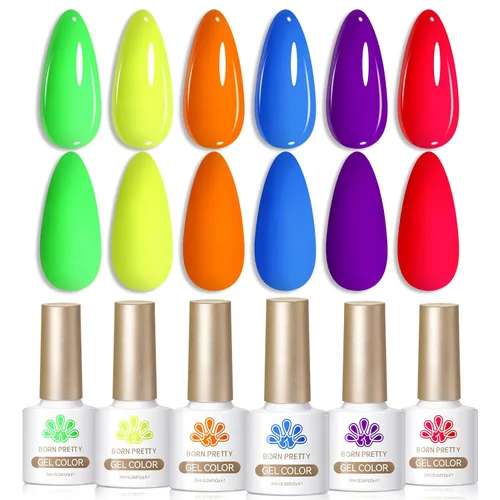 Miniatura 26 de Born Pretty Esmalte de uñas de gel de color ámbar cristal marrón naranja burdeos rojo negro para otoño e invierno, esmalte de uñas transparente