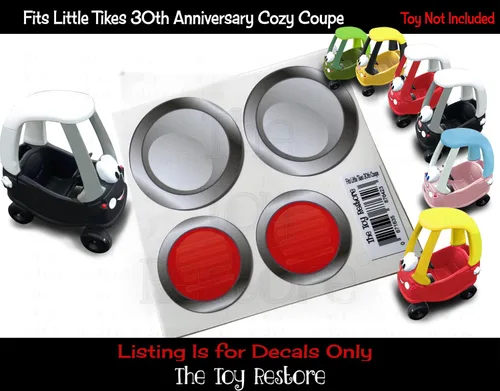 Miniatura 2 de Calcomanías de repuesto para faros delanteros y luces traseras de Little Tikes 30th Cozy Coupe Car