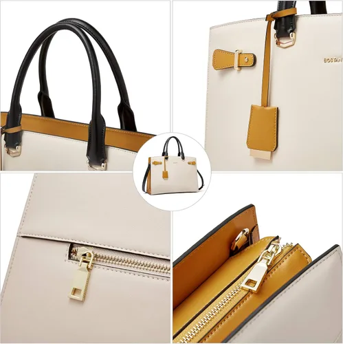 Miniatura 4 de BOSTANTEN Maletín para mujer de 15.6 pulgadas de cuero genuino para laptop, maletín de hombro para trabajo, bolso de mano