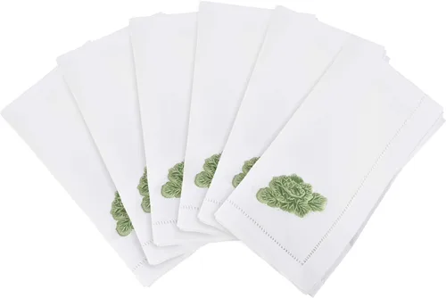 Miniatura 75 de Juego de 6 servilletas bordadas de magnolia hechas a mano con borde cosido