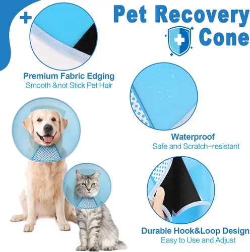 Miniatura 3 de Supet - Collar de cono para perro ajustable después de la cirugía, collar y cono de recuperación para mascotas cómodo y práctico, para perros