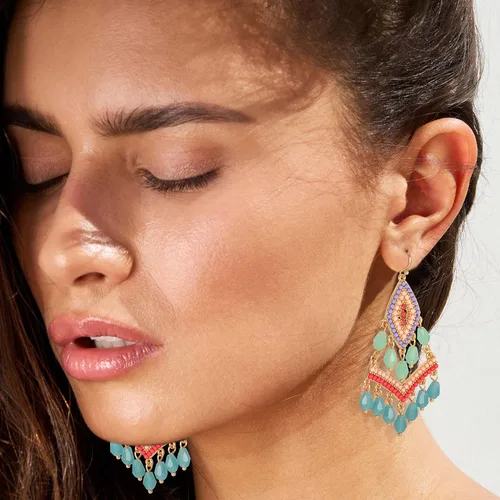 Miniatura 4 de Boho Drop Earrings Seed Bead Dangle Earrings Vacation Earrings Colorful Statement Earrings Jewelry Present