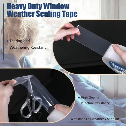 Miniatura 4 de Breliter Cinta adhesiva transparente para ventanas de alta resistencia - Cinta adhesiva transparente para ventanas para invierno y aislamiento