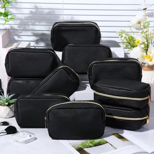 Miniatura 4 de Sweetude 10 bolsas de maquillaje a granel para mujeres, regalo preparatorio, bolsa de cosméticos de piel sintética, pequeña bolsa de aseo