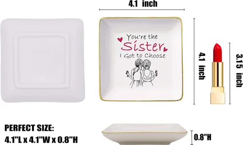 Miniatura 5 de Topthink You're the Sister I Got to Choose - Bandeja de cerámica para joyas, bandeja para anillos, caja de baratijas, cumpleaños, aniversario, boda