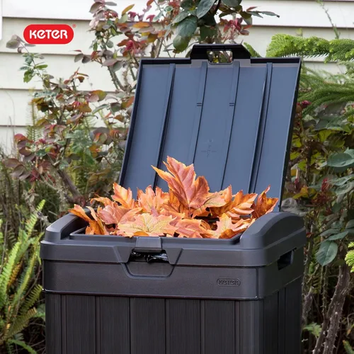 Miniatura 11 de Keter Baltimore - Bote de basura de resina de 38 galones para cocina al aire libre con tapa y bandeja de goteo para una fácil limpieza, perfecto