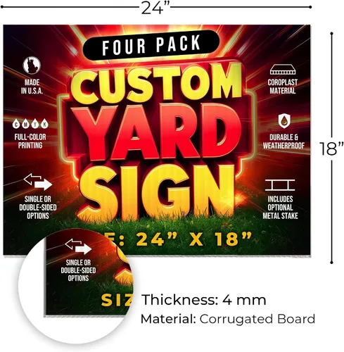 Miniatura 5 de Paquete de 10 letreros personalizados de 24"x18" para patio con estacas, letreros personalizados para exteriores, letreros corrugados de impresión a