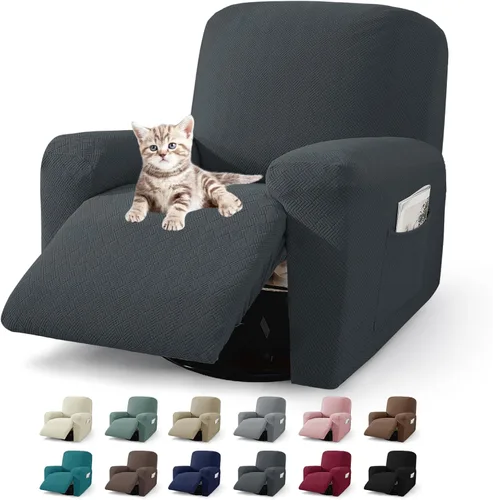 Miniatura 43 de JIVINER Fundas reclinables de gran tamaño de 3 piezas para sillón reclinable grande con bolsillos, tela jacquard elástica Lazy Boy funda para sofá
