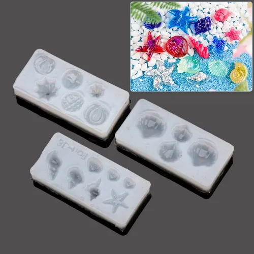 Miniatura 4 de XIANSHI Nuevo molde de silicona con forma de concha de concha de concha de mar, 3 piezas, plantilla de arte de uñas, moldes de silicona