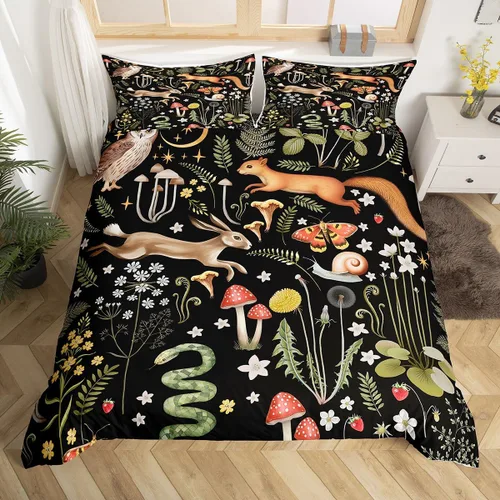 Miniatura 22 de Funda de edredón de hongos salvajes, acuarela, decoración de plantas naturales para exteriores, juegos de ropa de cama para niños, adolescentes