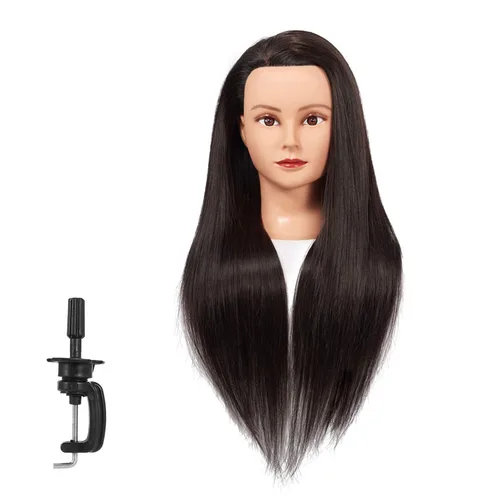 Miniatura 5 de Cabeza de Entrenamiento 26"-28" Cabeza de Maniquí para Peinado Maniquí de Cosmetología Cabeza de Muñeca Cabello de Fibra Sintética