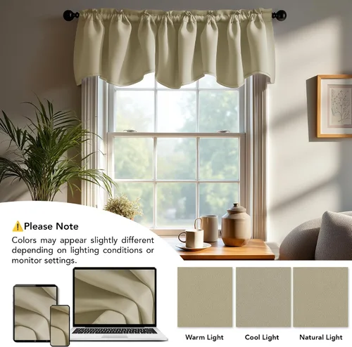 Miniatura 4 de Cenefas Deconovo festoneadas para cortinas pequeñas para oscurecimiento con barra de cortina sólida