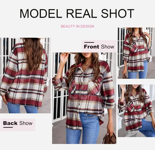Miniatura 3 de Dokotoo - Camisa de pana abotonadas para mujer, diseño de manga larga, estilo novio, sobredimensionada