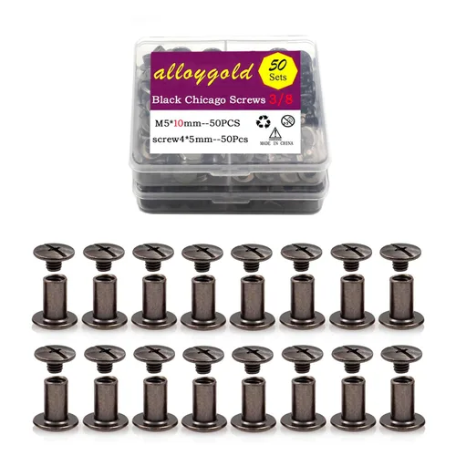 Miniatura 39 de 50 Juegos M5*6 Negro Pistola Kit de Tornillos Chicago Remaches de Cuero Tornillos Remaches Chicago Botones de Tornillos DIY Acabado de Cuero
