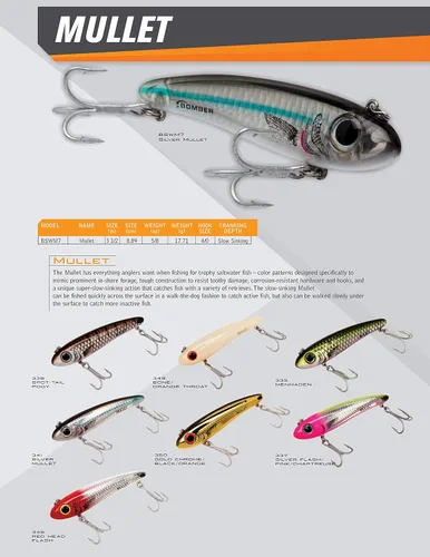 Miniatura 3 de Bomber Señuelos Mullet de hundimiento lento/señuelo de pesca de agua salada para caminar - Excelente para truchas moteadas, peces rojos, luchadores
