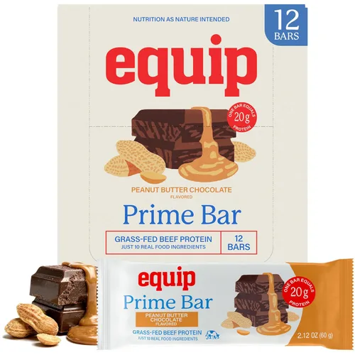 Equip Foods - Barras de alto contenido en proteínas – Proteína de carne de res alimentada con hierba, colágeno y sémola – Apto para el intestino,