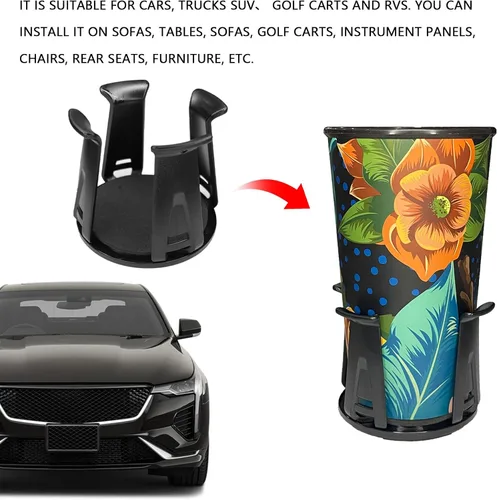 Miniatura 6 de Expansor de portavasos para automóvil, 2 unidades, adaptador de inserción de portavasos para automóvil, expansor de portavasos delgado ajustable